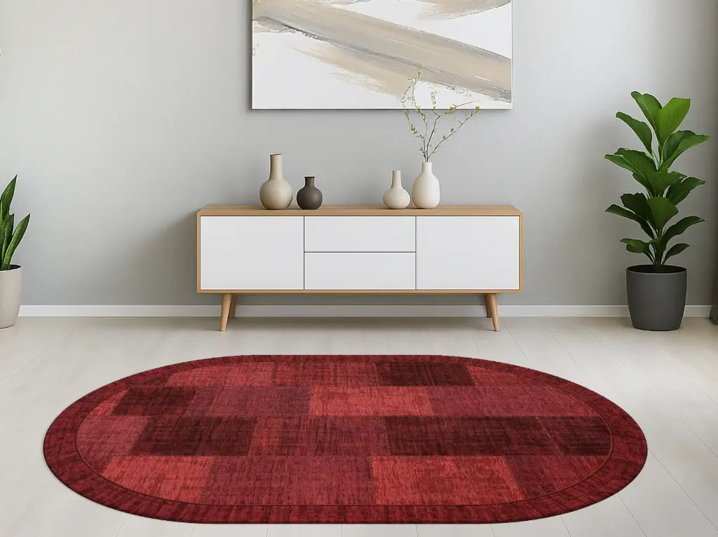 Designteppich Pablo Rot oval Milieu
