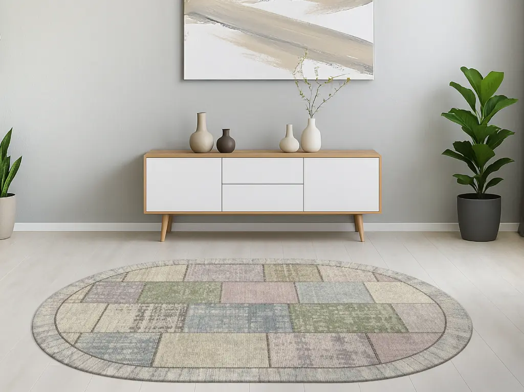 Designteppich Pablo Pastell oval Milieu