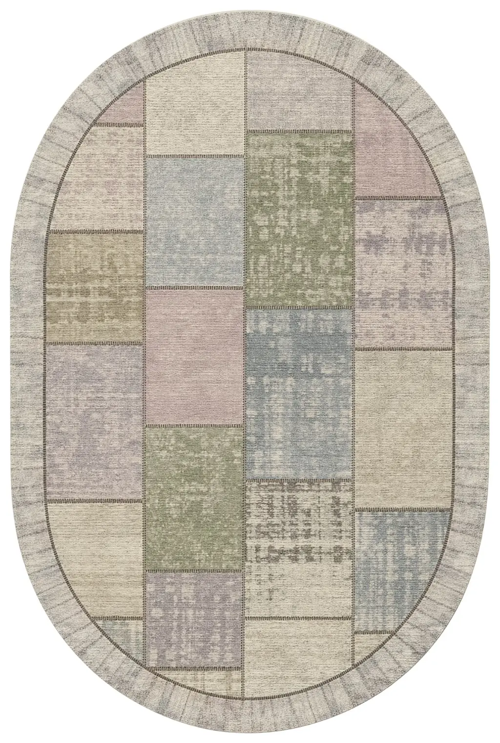 Designteppich Pablo Pastell oval Draufsicht