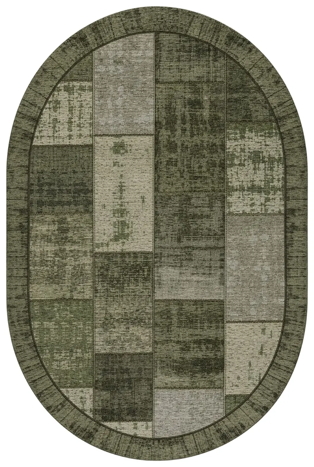 Designteppich Pablo Grün oval Draufsicht