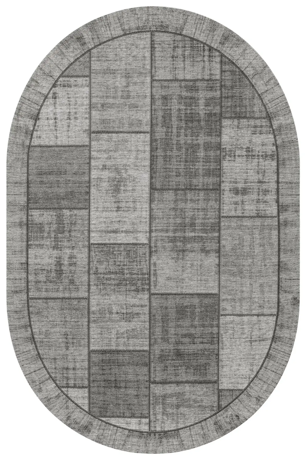 Designteppich Pablo Grau oval Draufsicht