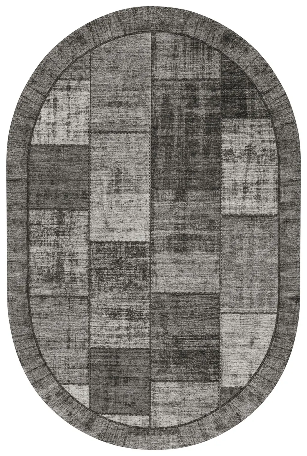 Designteppich Pablo Dunkelgrau oval Draufsicht