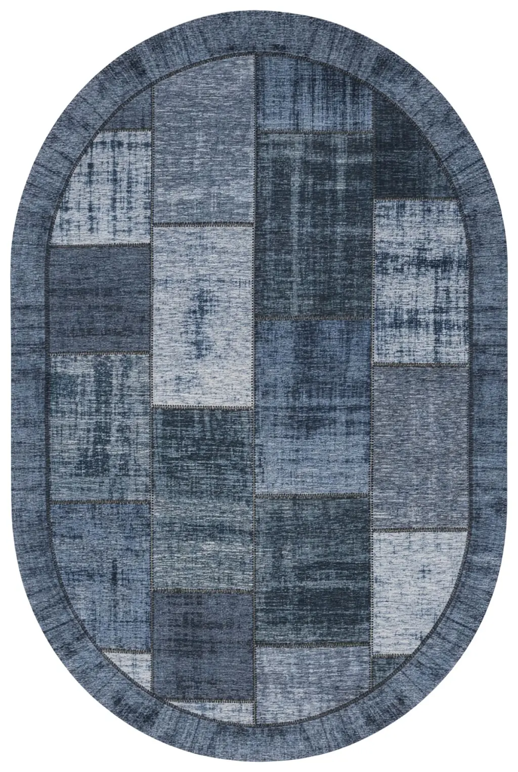 Designteppich Pablo Denim oval Draufsicht