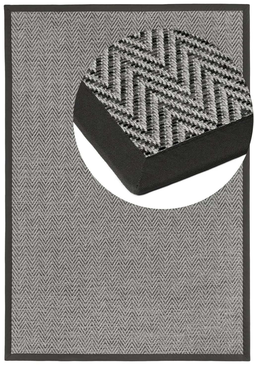 Naturino Basic S2 Slate 002 Herringbone top view with magnifying glass