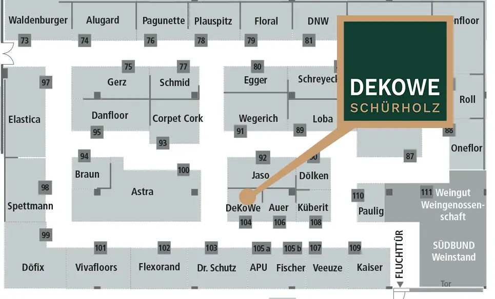 Lageplan Ebene C Stand 104 DEKOWE Hausmesse SÜDBUND 2026